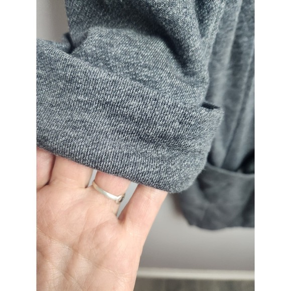 Garnet Hill Womens Open Front Cardigan Sz L Gray 3/4Cuffed Sleeve Front Pockets - Picture 2 of 8